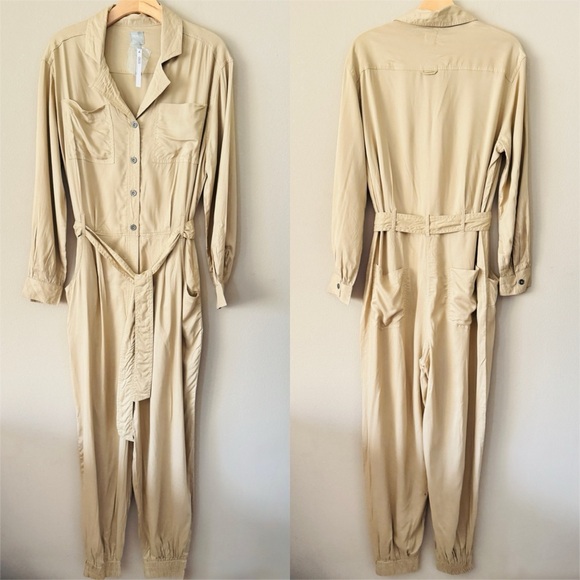 NWT ASOS Tan Jumpsuit with Belted Waist and Tapered Legs - Picture 2 of 10